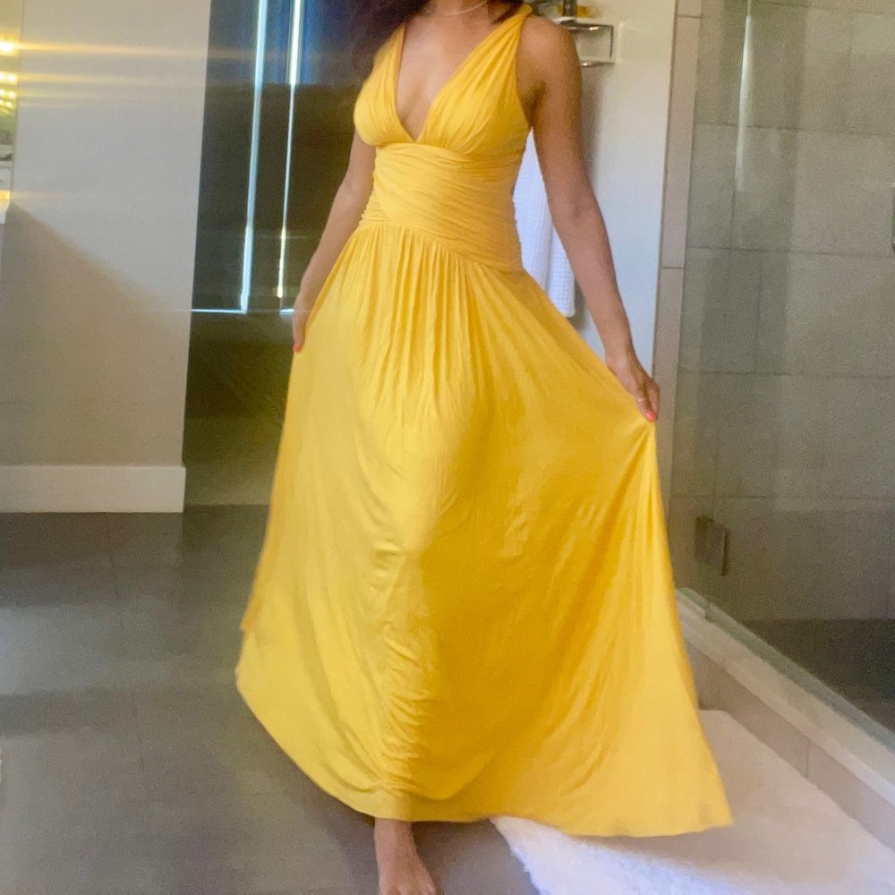 Yellow Grecian Goddess Marilyn Monroe Maxi Dress